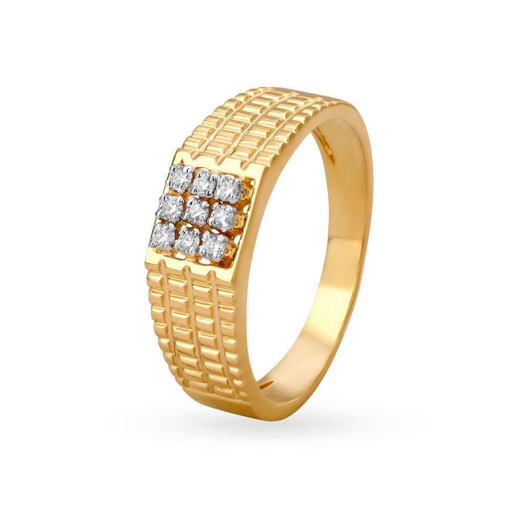 Unique 14K Yellow Gold Large Mens Diamond Statement Ring 3.5 Carat 803243